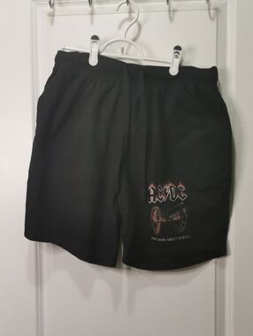 AC/DC Black Men's Band Graphic Athletic Shorts